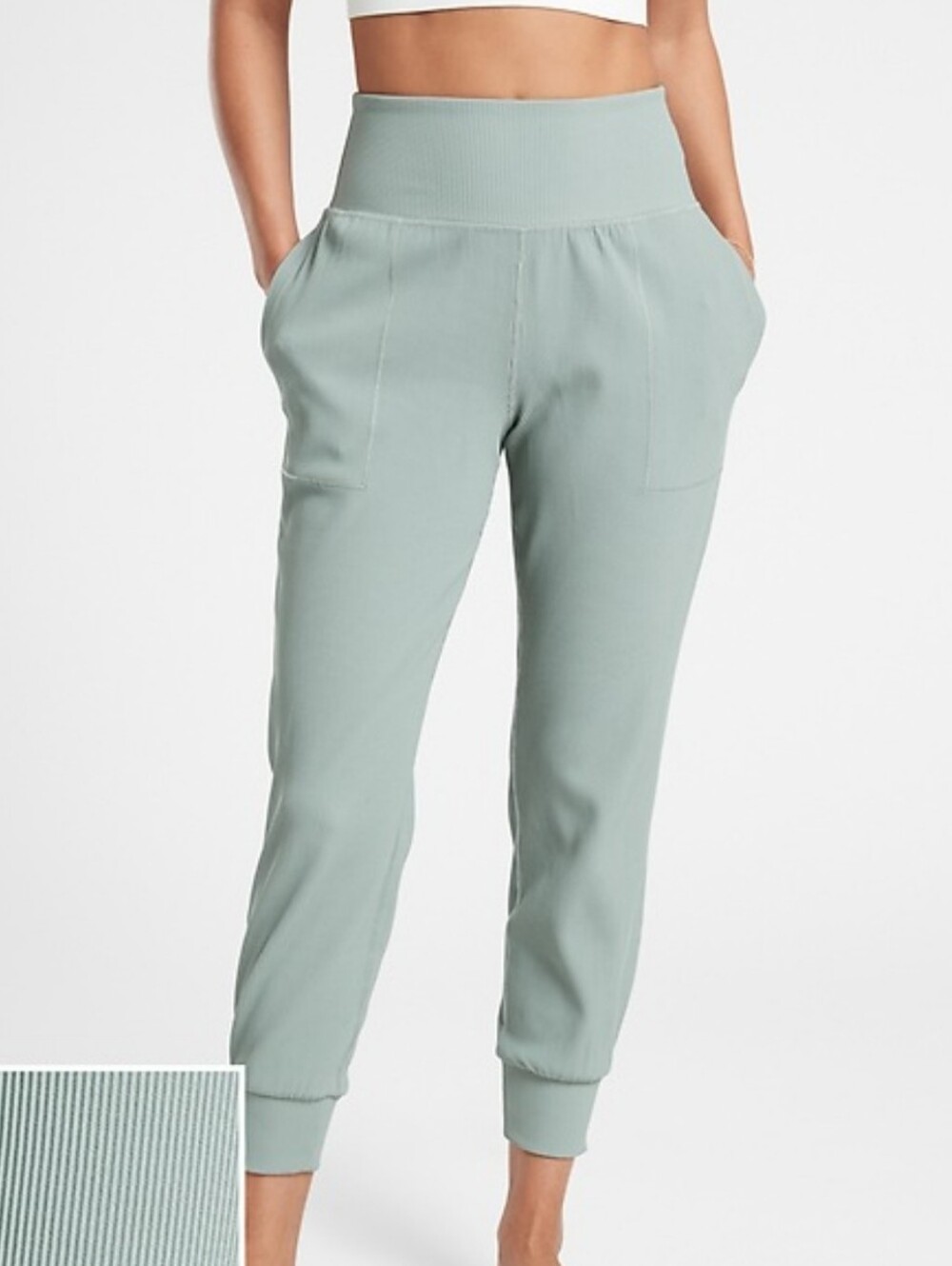 Athleta Size Medium Salutation Rib High-Waist Joggers in Sage